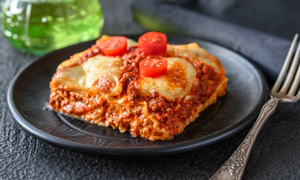 Vegetarische Lasagne mit vegetarischem Hackfleisch
