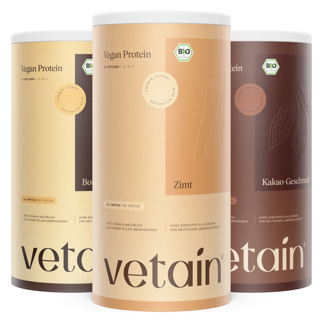 Vetain Bundle: Vegan Protein Zimt, Vanille, Kakao