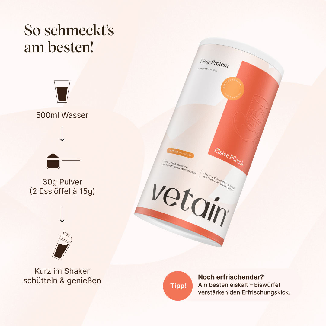 Zubereitung veganes Clear Protein Eistee Pfirsich