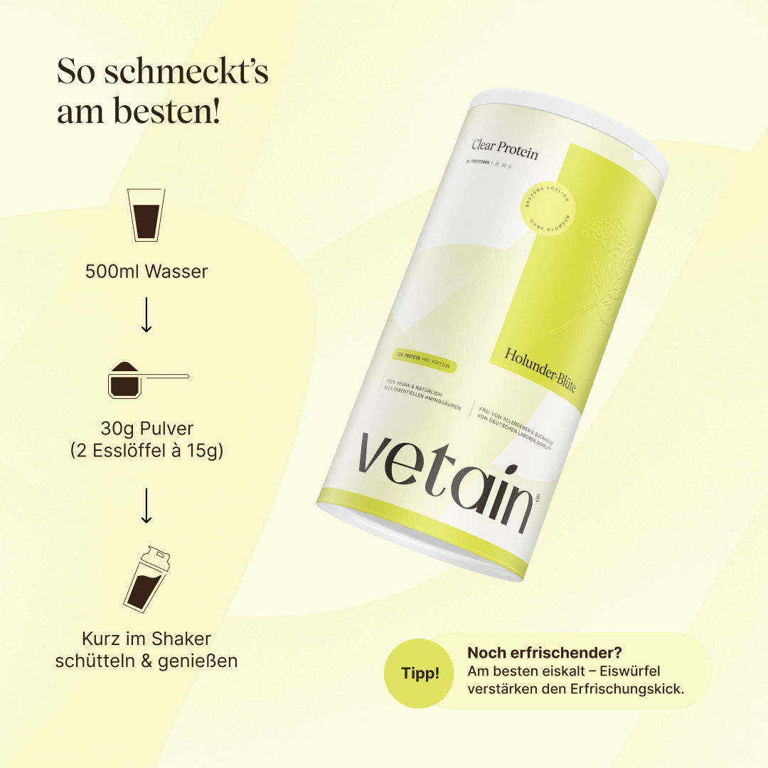Zubereitung veganes Clear Protein Holunder-Blüte