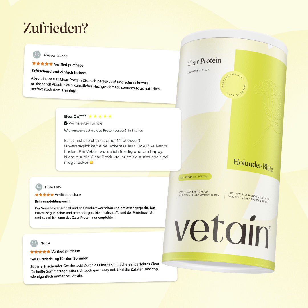veganes Clear Protein Holunder-Blüte: Positive Kundenbewertungen