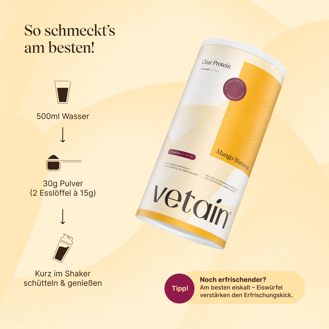 Zubereitung veganes Clear Protein Mango-Maracuja