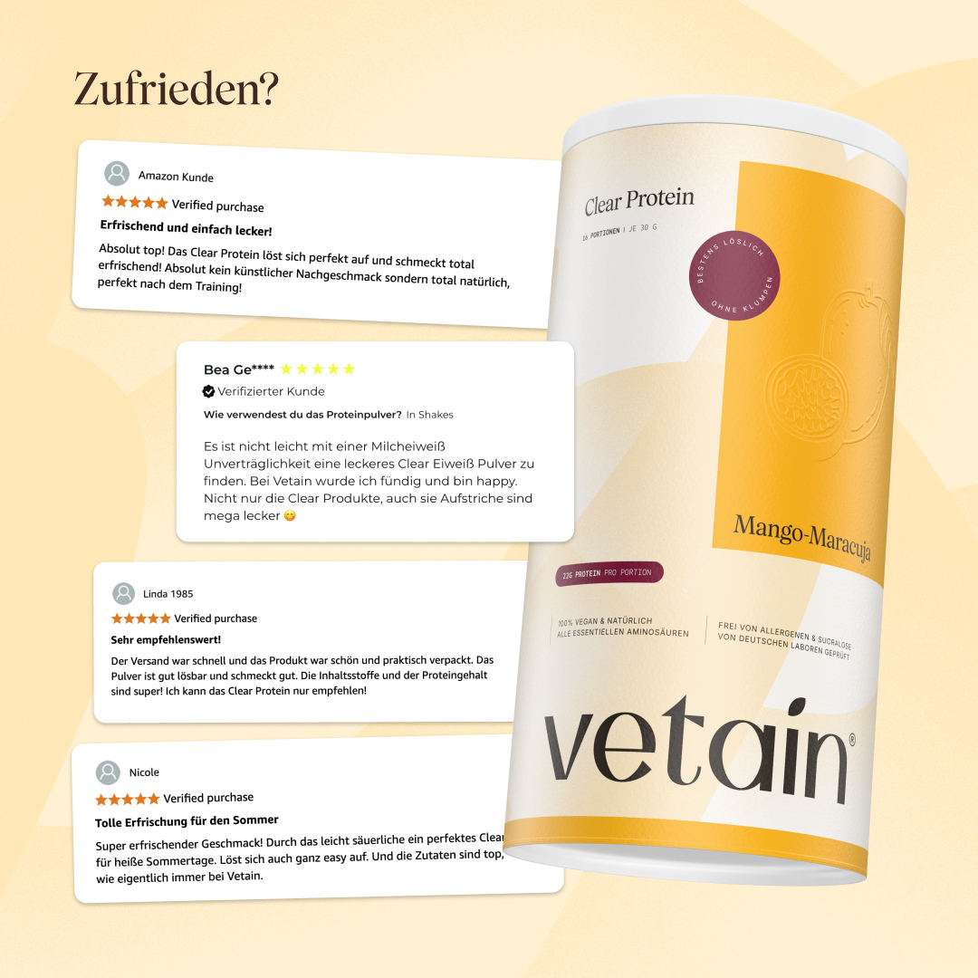veganes Clear Protein Mango-Maracuja: Positive Kundenbewertungen
