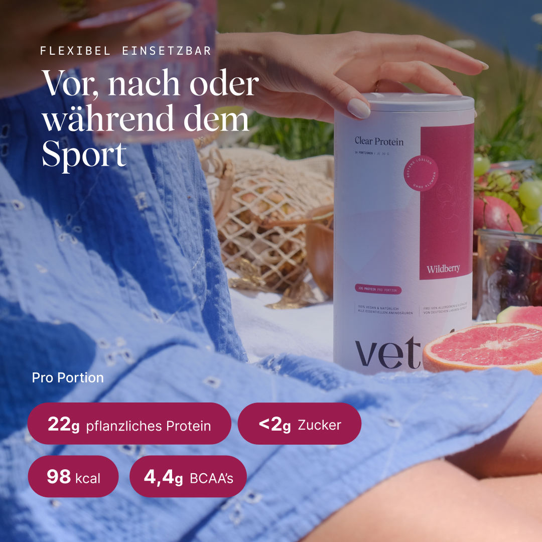 veganes Clear Protein Wildberry: Einsatzmöglichkeiten, Nährwertangaben pro Portion