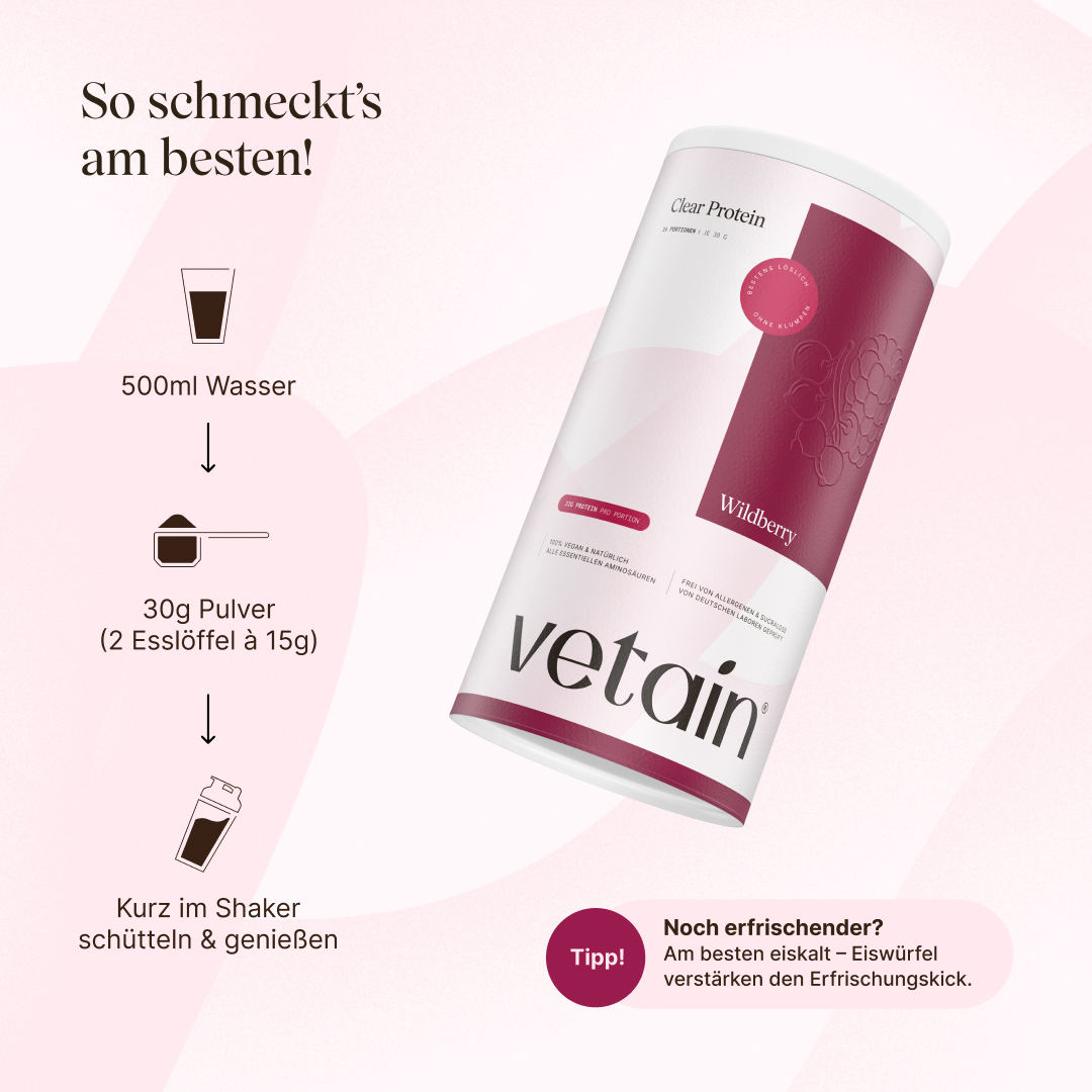 Zubereitung veganes Clear Protein Wildberry