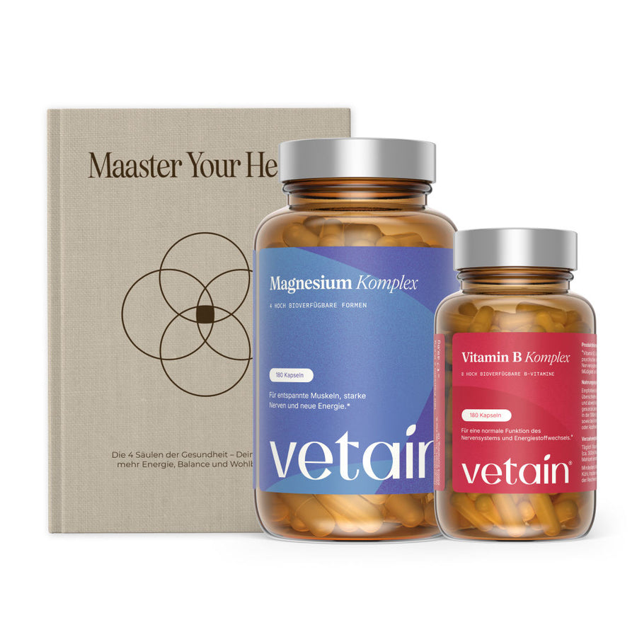 Vetain Vital Bundle: Maaster Your Health Buch, Magnesium Komplex, Vitamin B Komplex