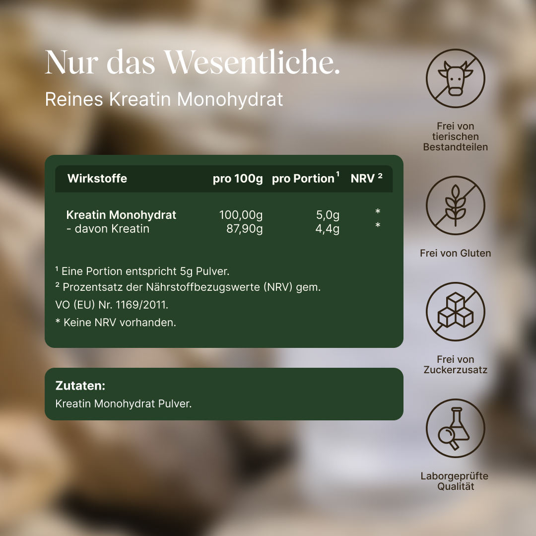 veganes Kreatin Monohydrat: Wirkstoffe und Zutaten