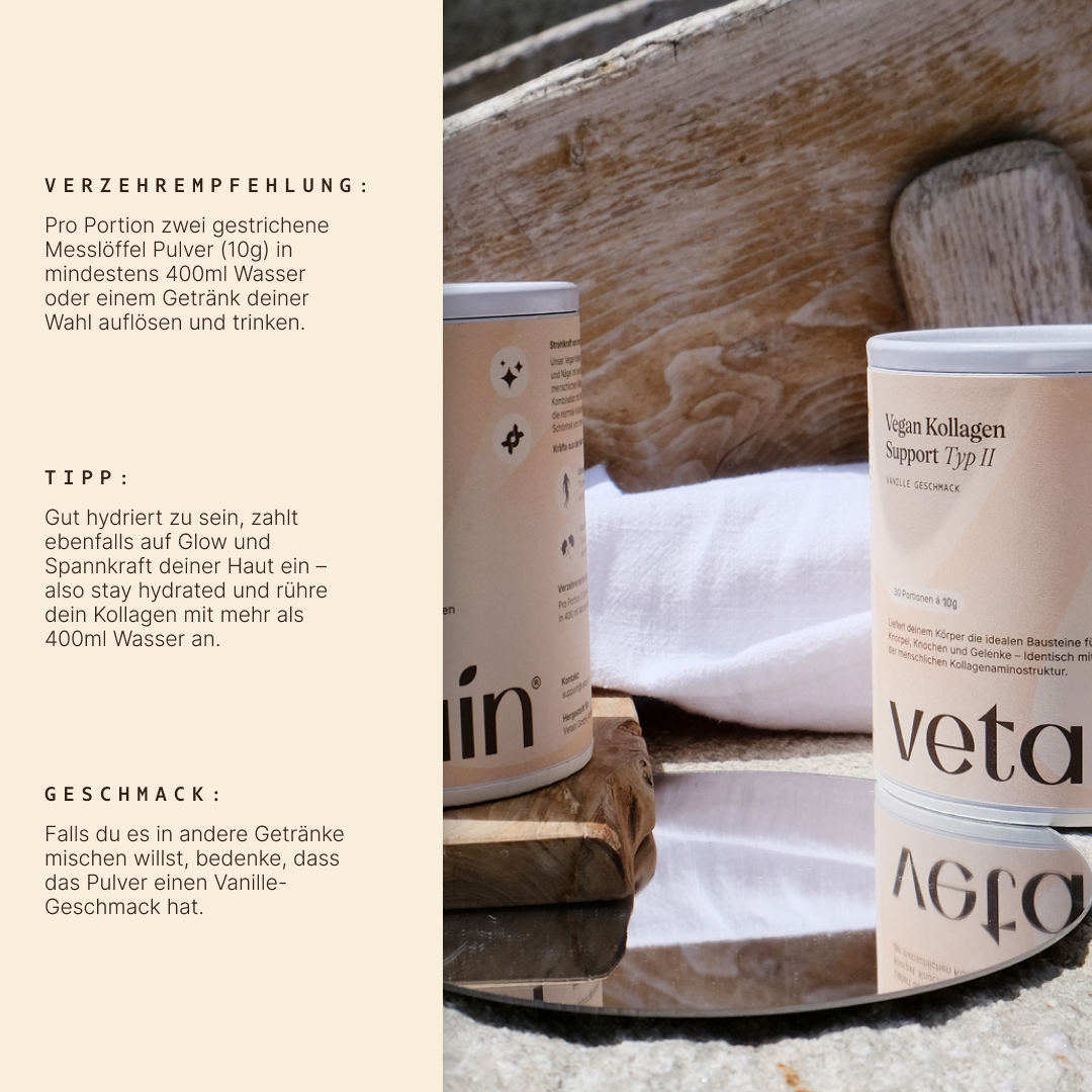 Vegan Kollagen Support Typ 2: Verzehrsempfehlung, Tipp und Infos zum Geschmack