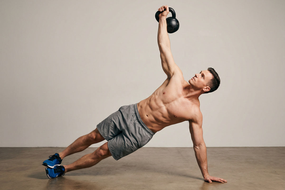 Man macht Übungen um ein Sixpack zu bekommen