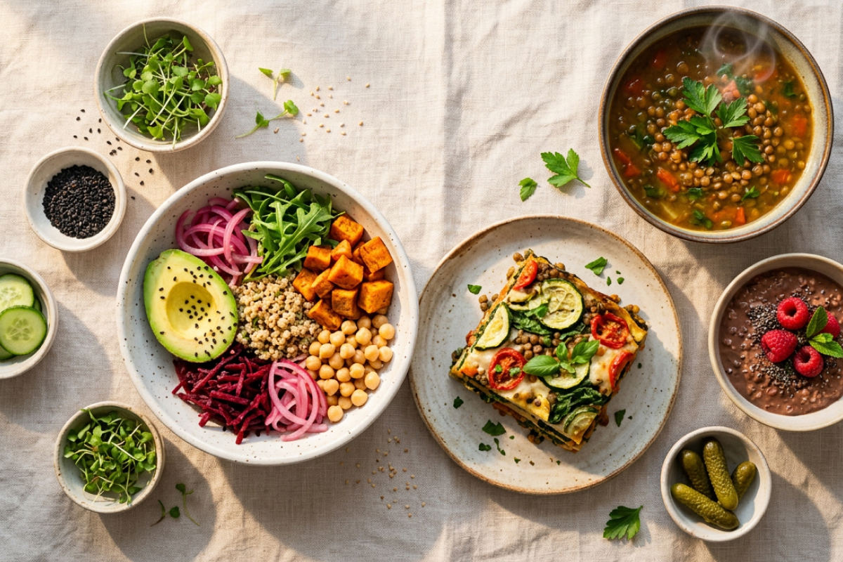 Verschiedene leckere Veganuary Rezepte