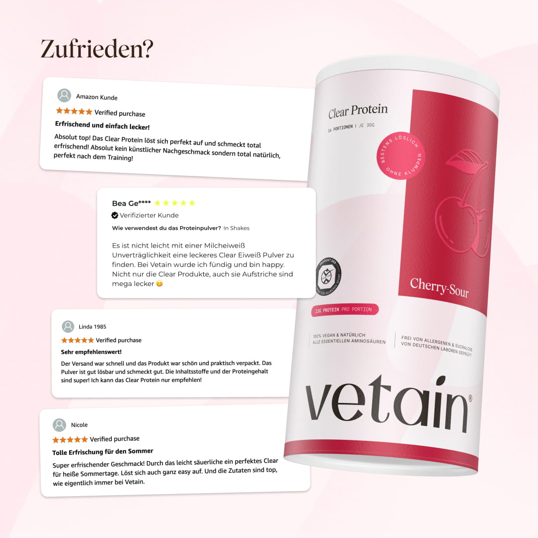 veganes Clear Protein Cherry-Sour: Positive Kundenbewertungen