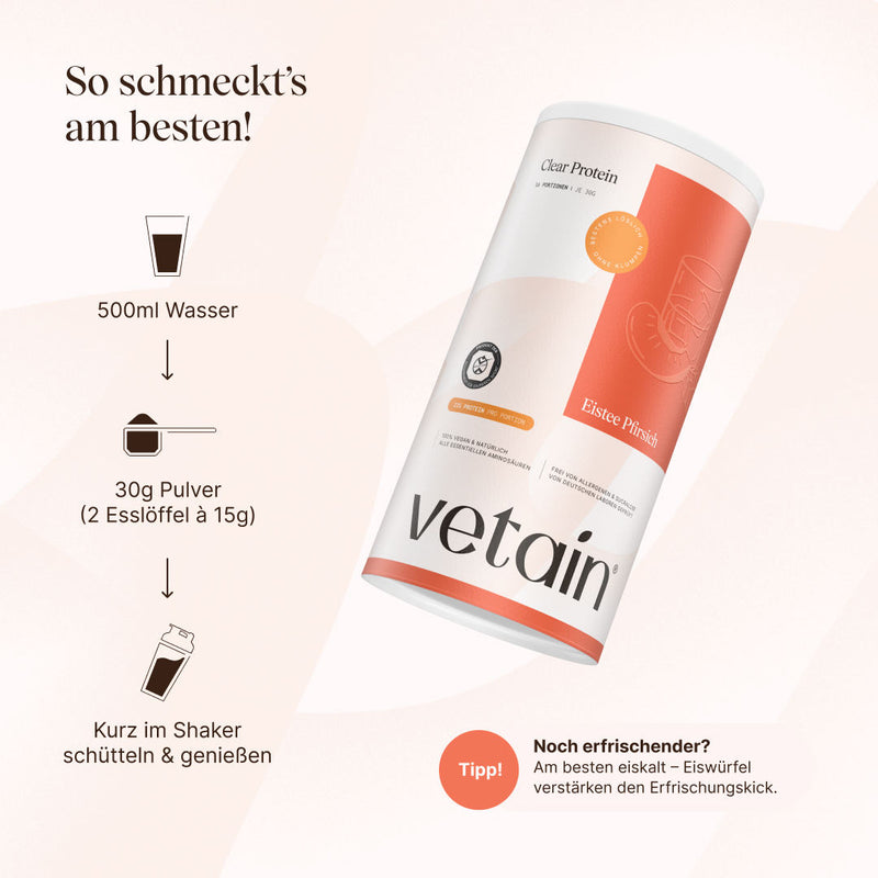 Zubereitung veganes Clear Protein Eistee Pfirsich