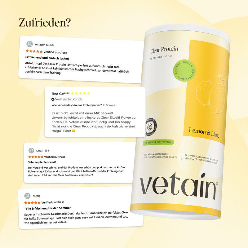 veganes Clear Protein Lemon & Lime: Positive Kundenbewertungen
