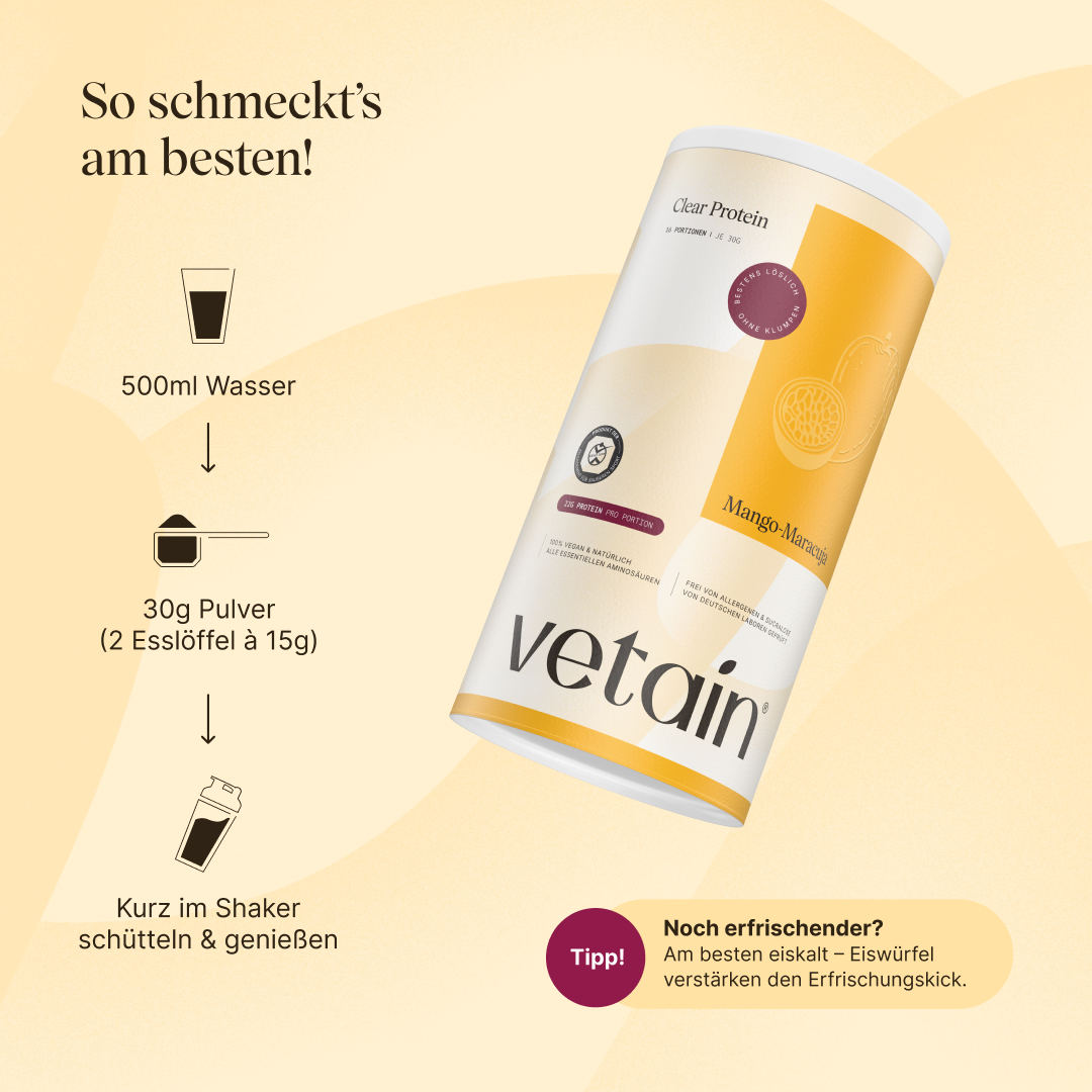 Zubereitung veganes Clear Protein Mango-Maracuja