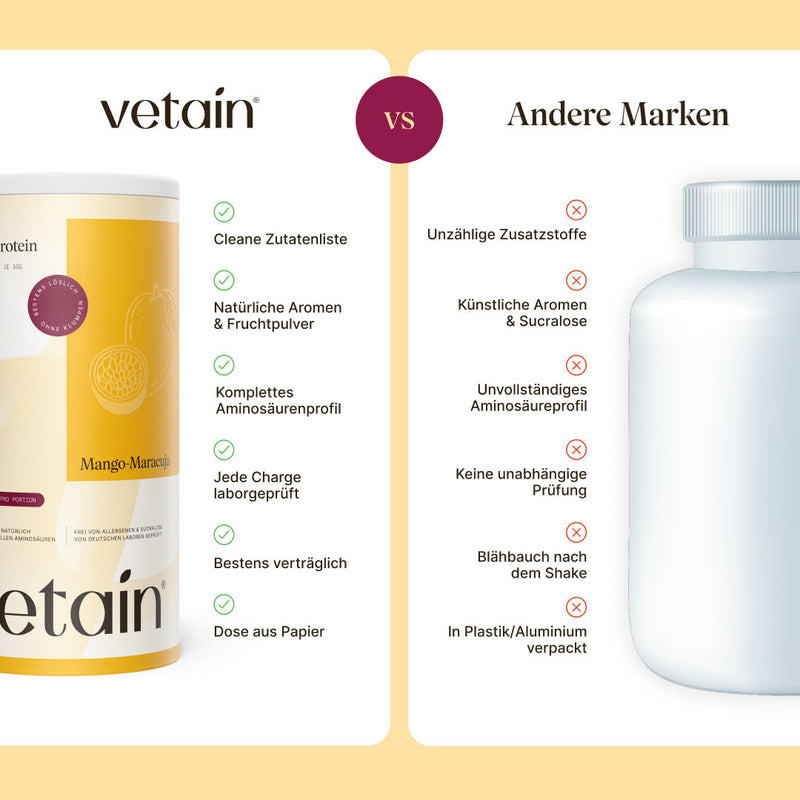 veganes Clear Protein Mango-Maracuja Vergleich mit anderen Marken