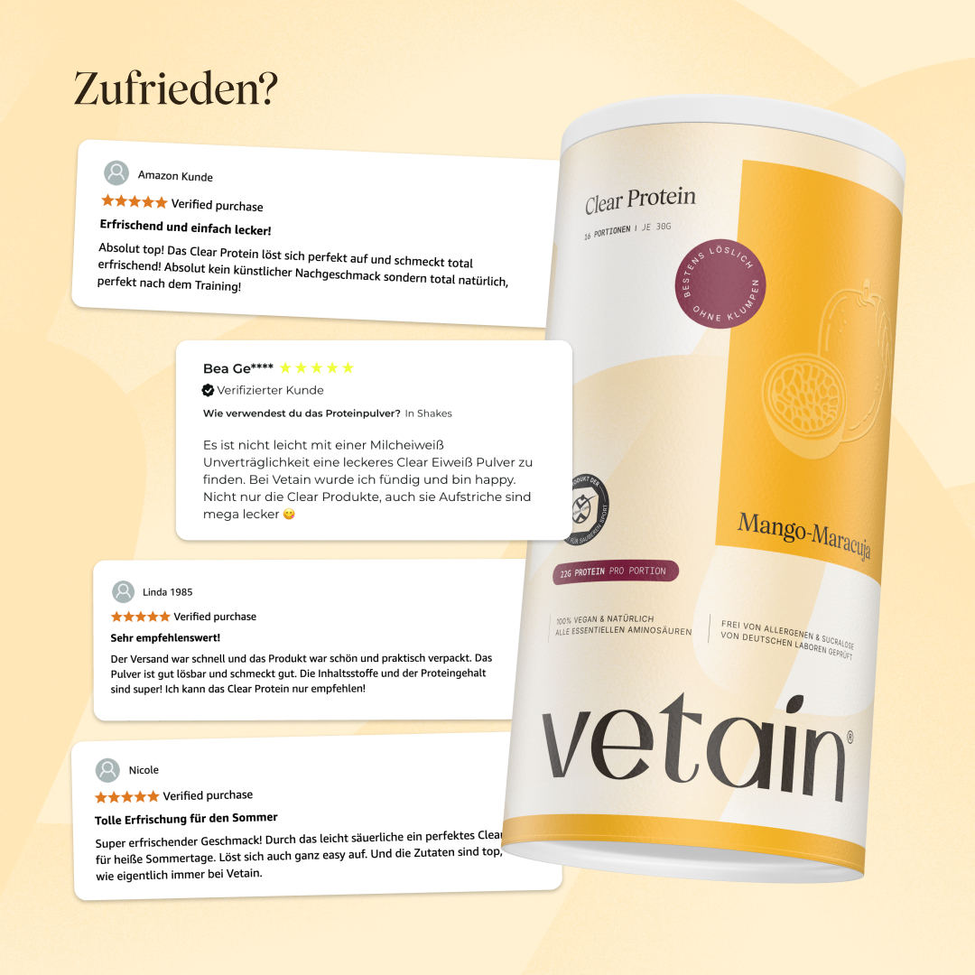 veganes Clear Protein Mango-Maracuja: Positive Kundenbewertungen