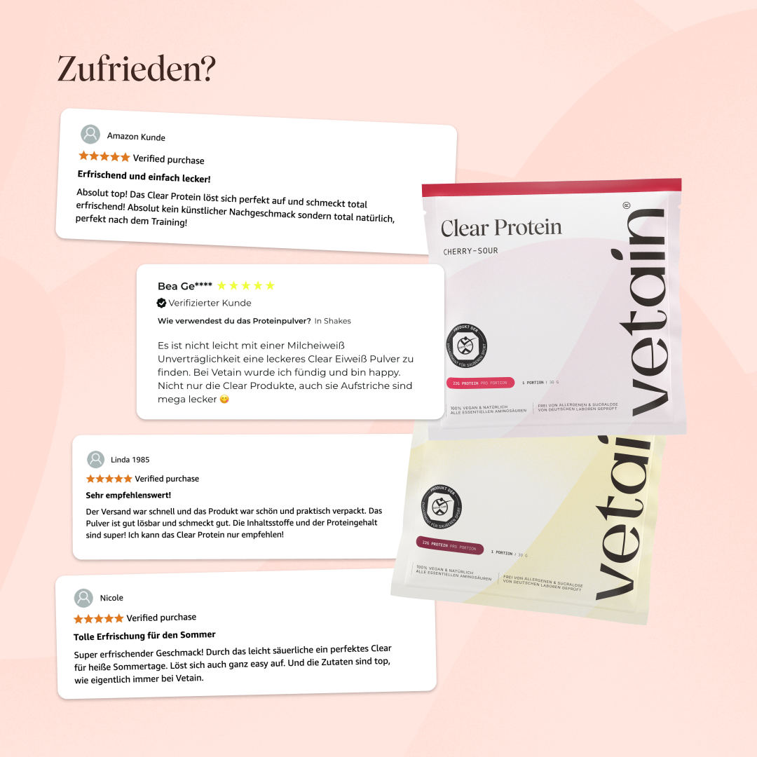 veganes Clear Protein Probierpaket: Positive Kundenbewertungen