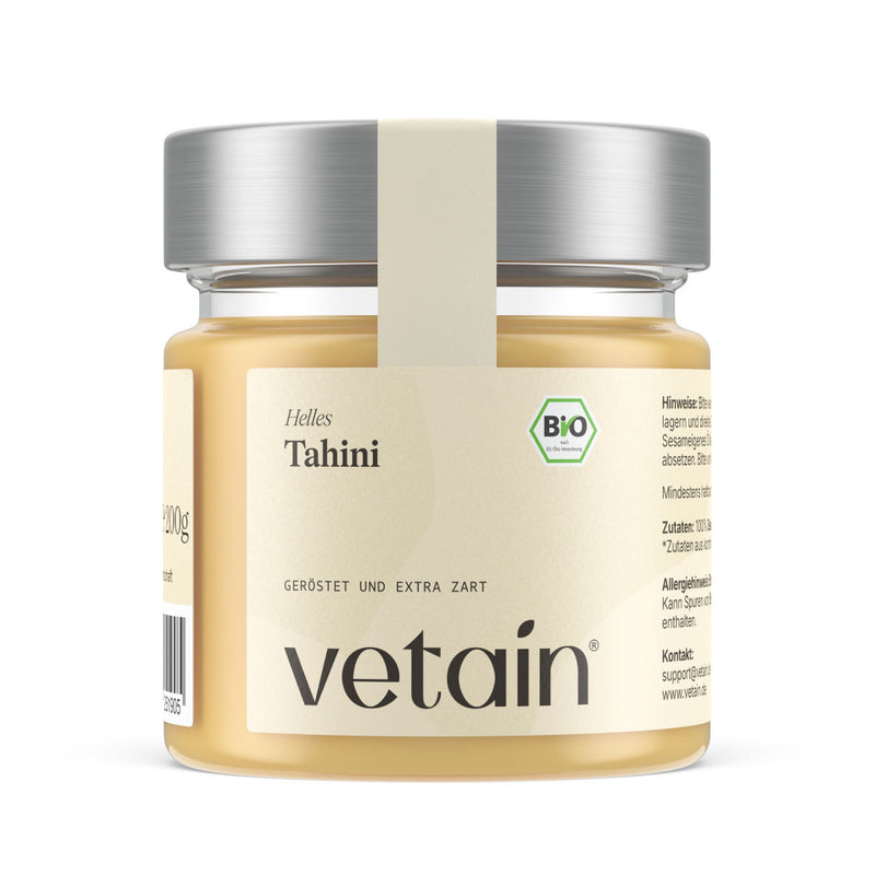 Helles Bio-Tahini von Vetain. Geröstet und extra zart.