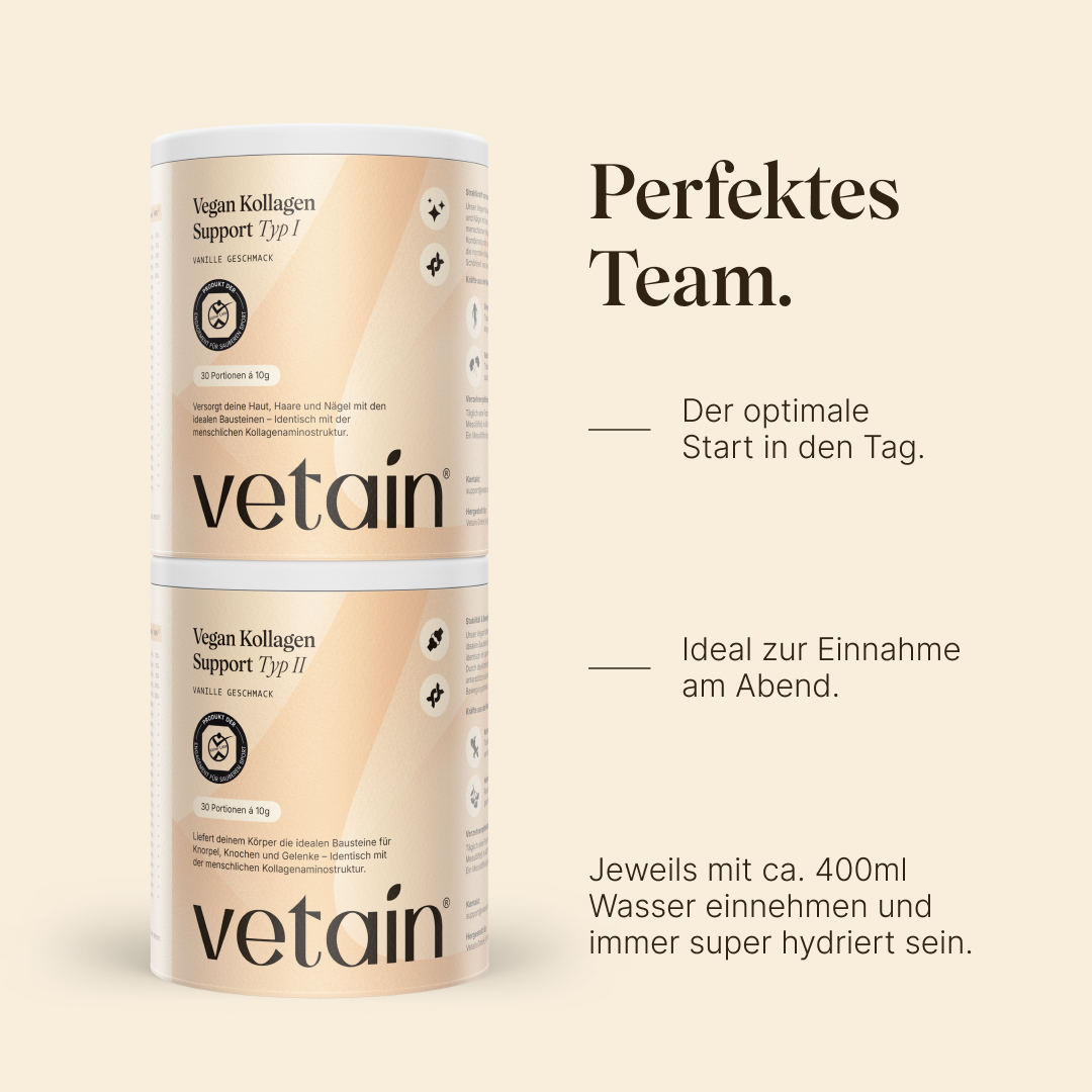 Vegan Kollagen Support Typ 1 und Typ 2: Einnahme Infos