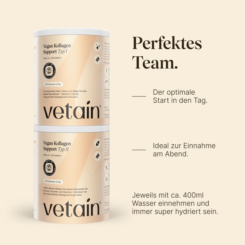 Vegan Kollagen Support Typ 1 und Typ 2: Einnahme Infos