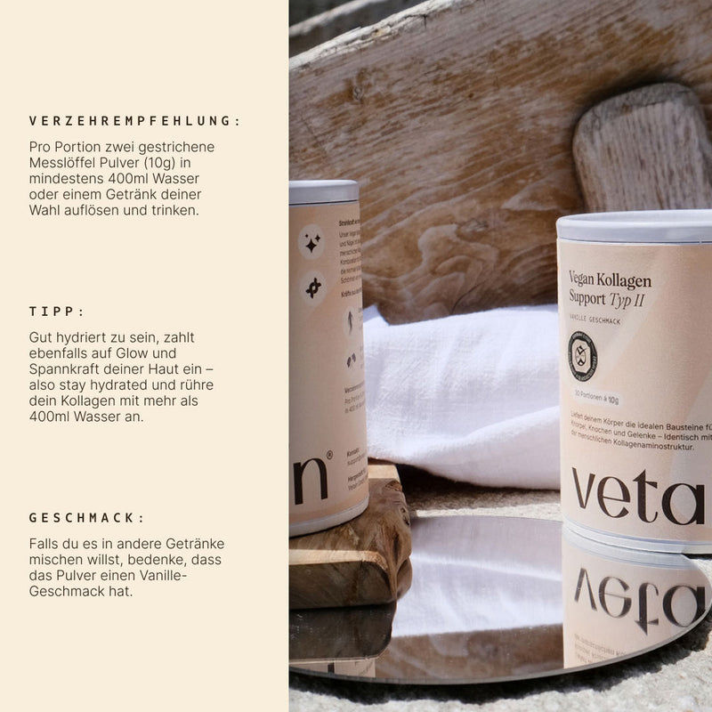 Vegan Kollagen Support Typ 2: Verzehrsempfehlung, Tipp und Infos zum Geschmack