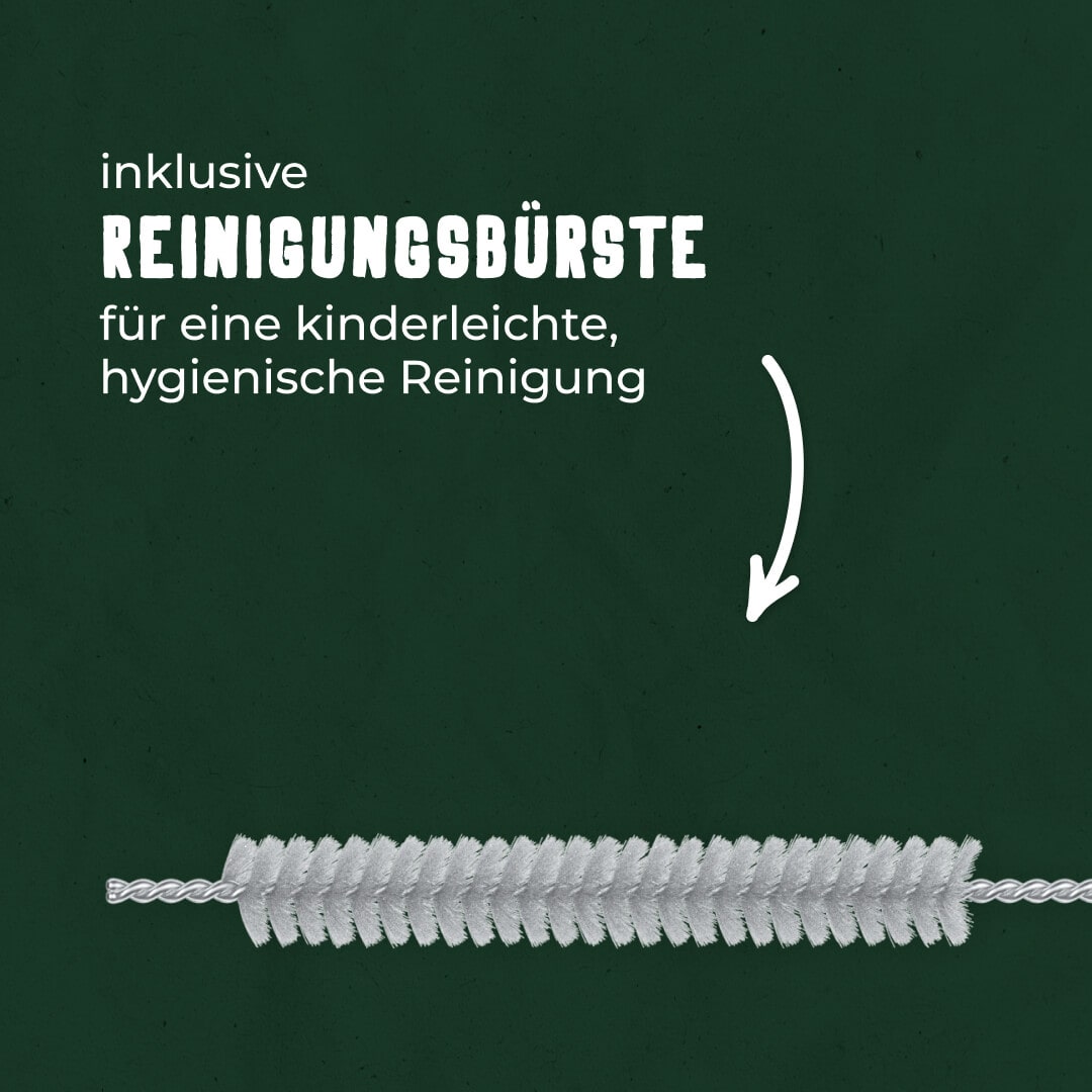 Mit praktischer Reinigungsbürste