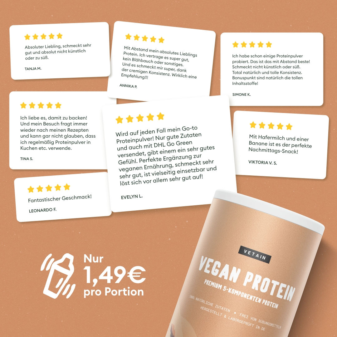 Vetain Vegan Protein Zimt zufriedene Kundenbewertungen
