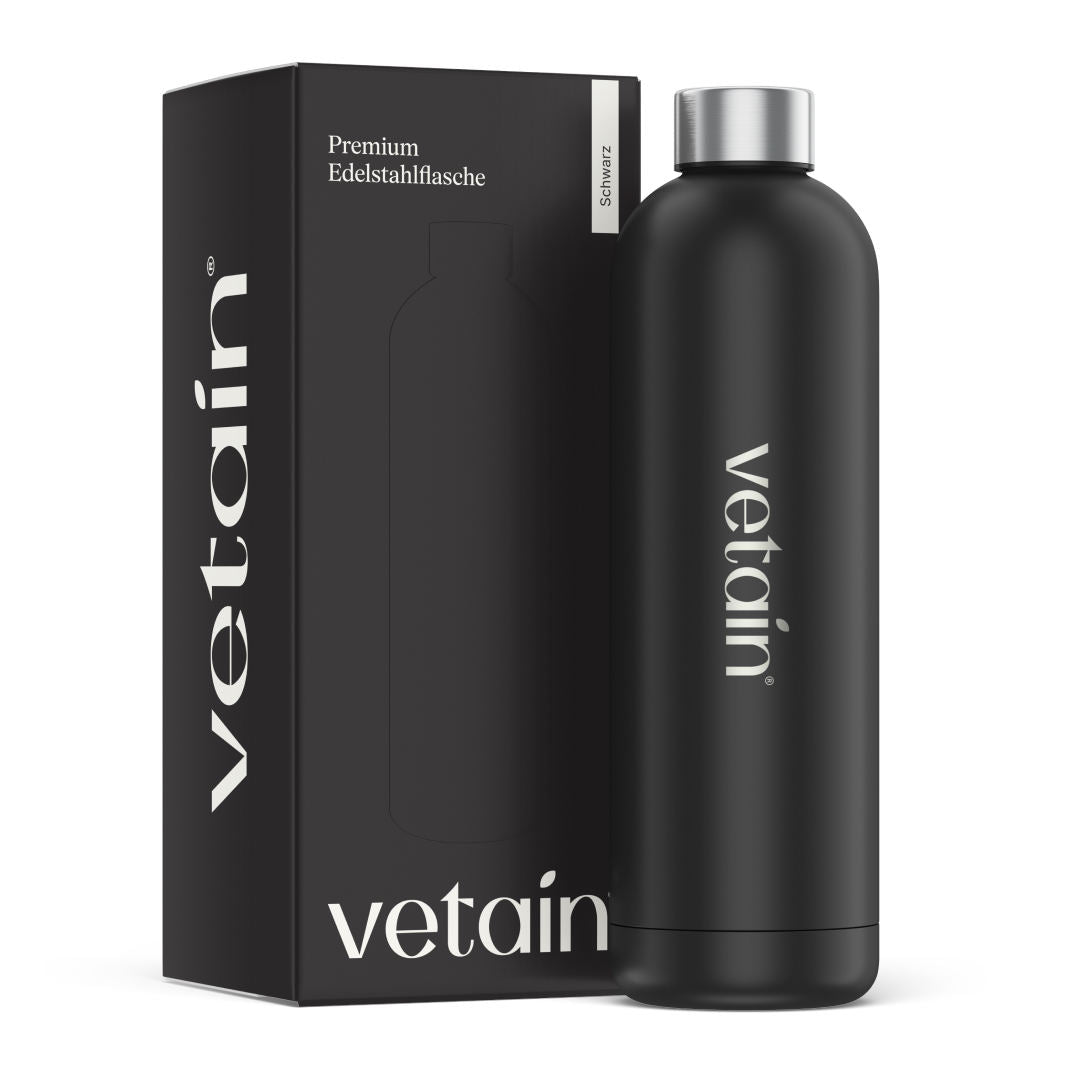Edelstahlflasche von Vetain in schwarz