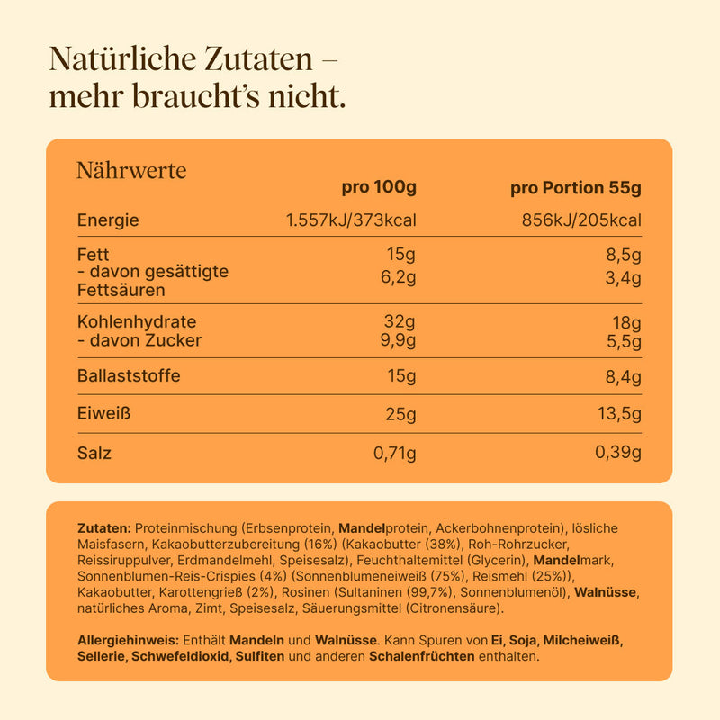 Crispy Proteinriegel von Vetain mit natürlichen Zutaten. Veganer Proteinriegel