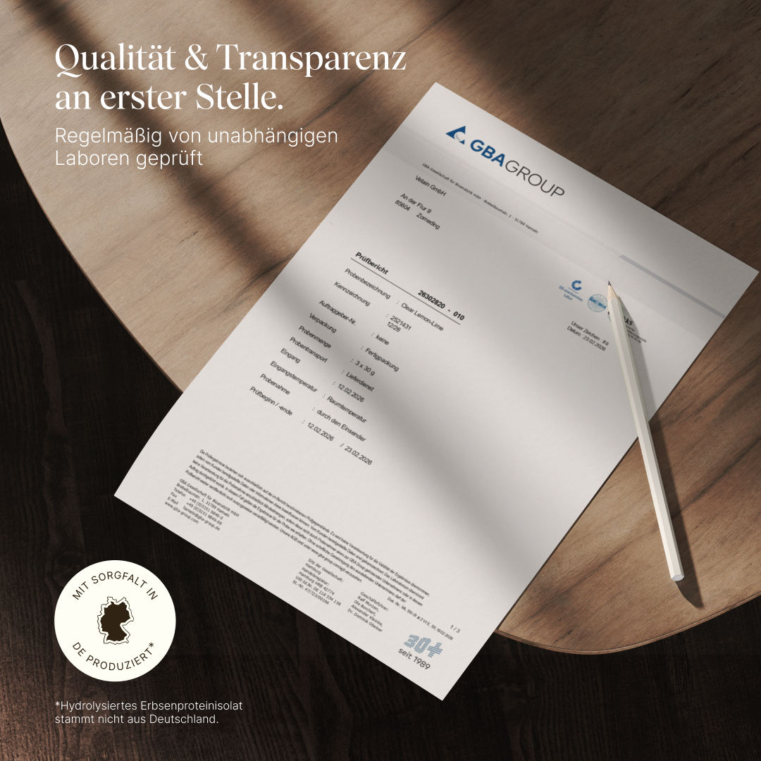 Laborbericht von unabhängigem Labor GBA Group von Vetains Clear Proteinen
