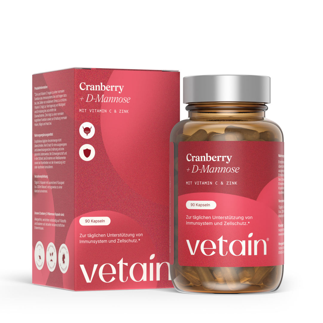Vetain Cranberry + D-Mannose Kapseln mit Vitamin C und Zink