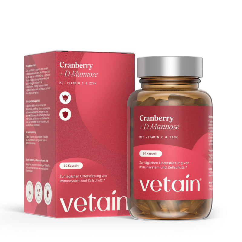 Vetain Cranberry + D-Mannose Kapseln mit Vitamin C und Zink