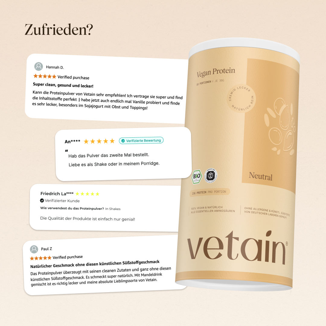 Happy customer reviews of Vetain. Satisfied social media comments and reviews about Vetain's vegan protein powder.