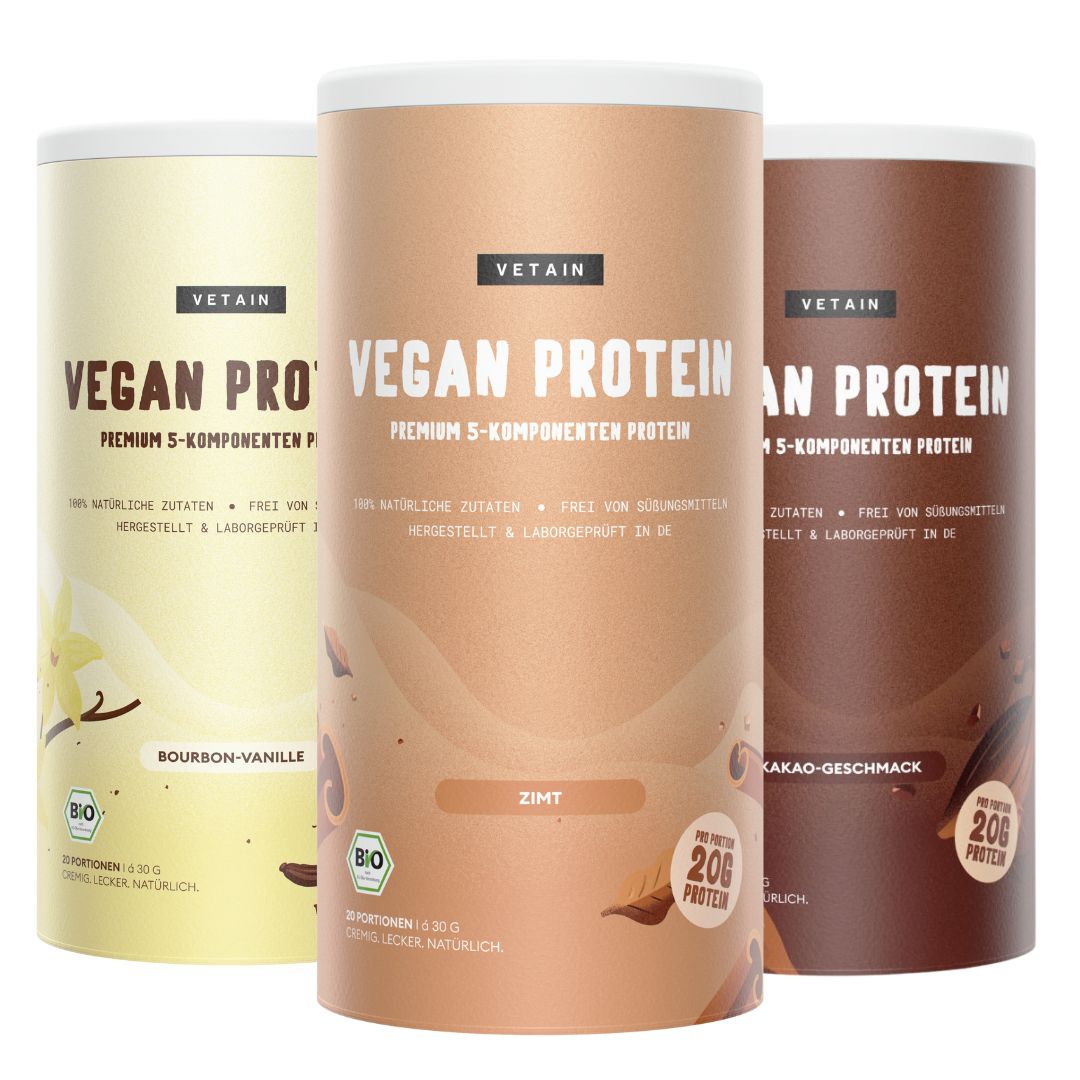 Vetain Bundle 3 vegan Proteins Vanille, Zimt, Kakao-Geschmack