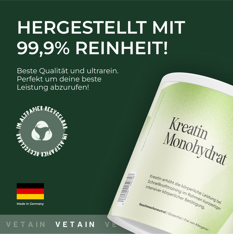 Vetain Creatin Kreatin Monohydrat Pulver 99,9% Reinheit
