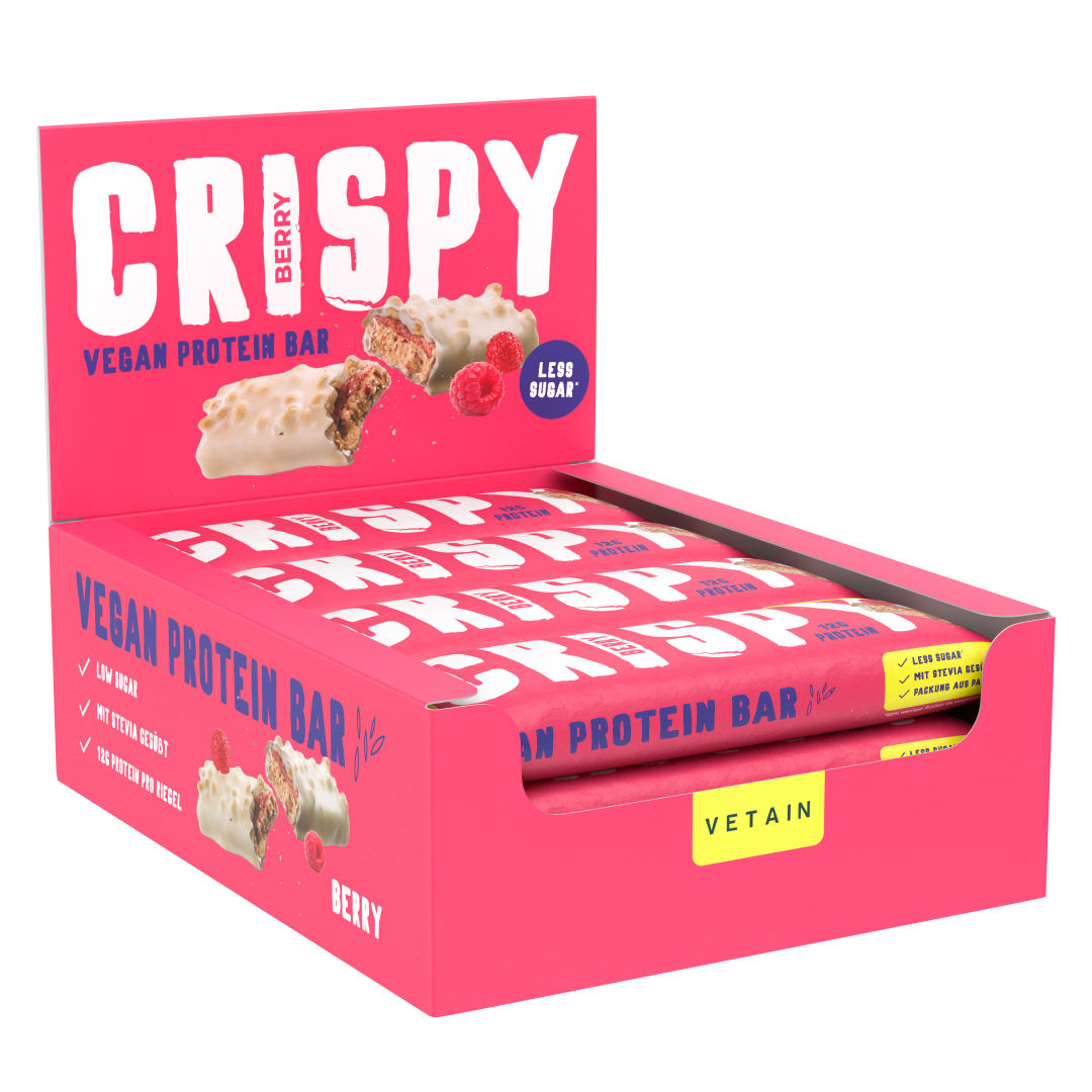 Vetain veganer Berry Proteinriegel, 12 Riegel in einem Tray