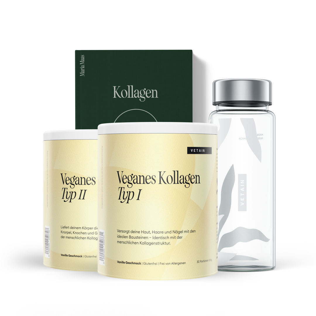 Vetain Veganes Kollagen Bundle - Haut, Haare, Nägel, Knochen und Gelenke mit gratis Trinkflasche