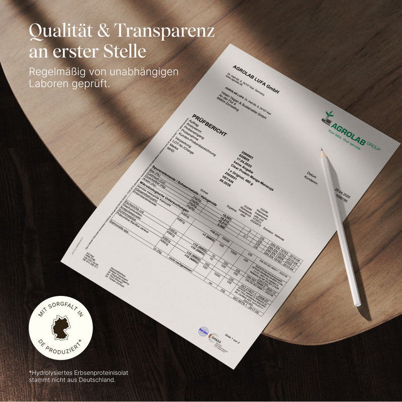 Qualität & Transparenz an erster Stelle. Regelmäßig von unabhängigen Laboren geprüft. Mit Sorgfalt in DE produziert. Vetain Laboranalysen