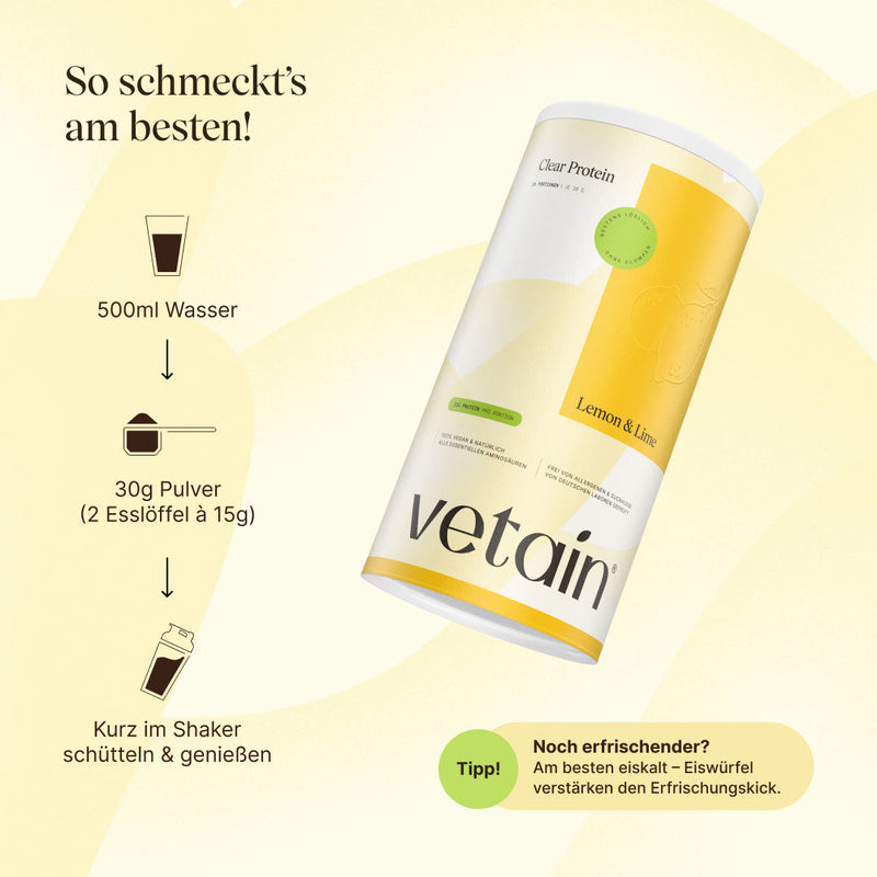 Zubereitung veganes Clear Protein Lemon & Lime