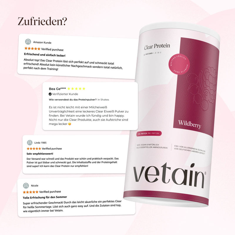 veganes Clear Protein Wildberry: Positive Kundenbewertungen
