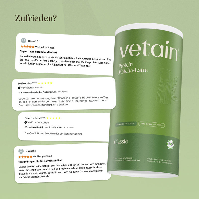Protein Matcha-Latte Classic: Positive Kundenbewertungen