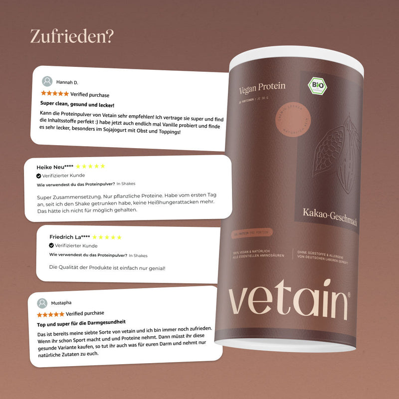 Vegan Protein Kakao: Zufrieden? Positive Kundenbewertungen