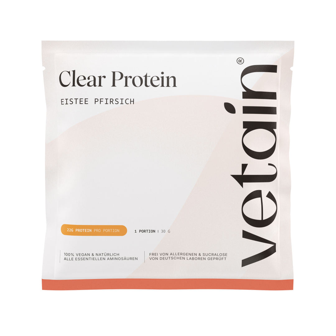 Vetain vegane Clear Protein Probe Eistee Pfirsich