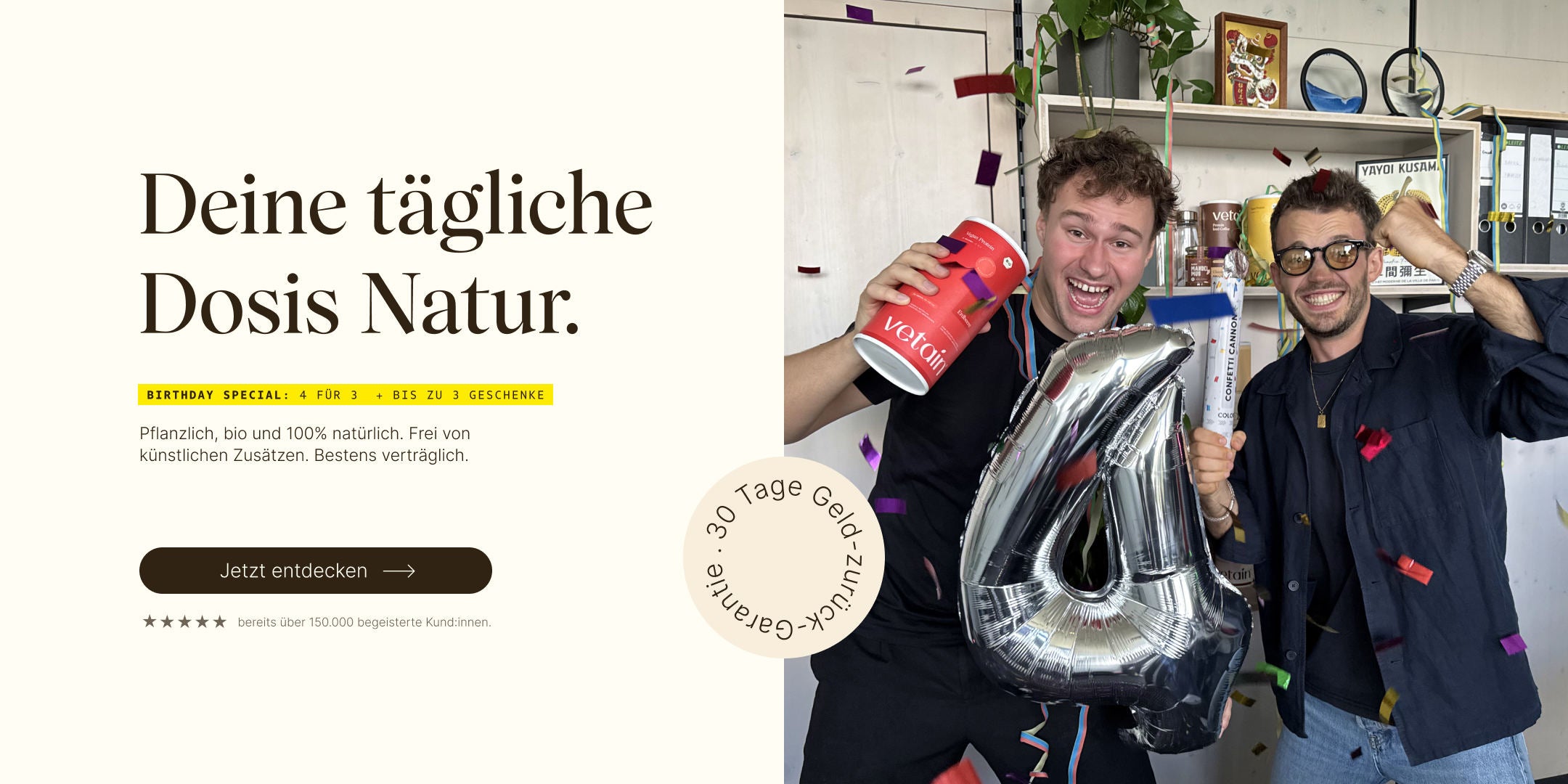 Vetain Birthday Sale - vegane Proteinpulver, Proteinriegel und Supplements
