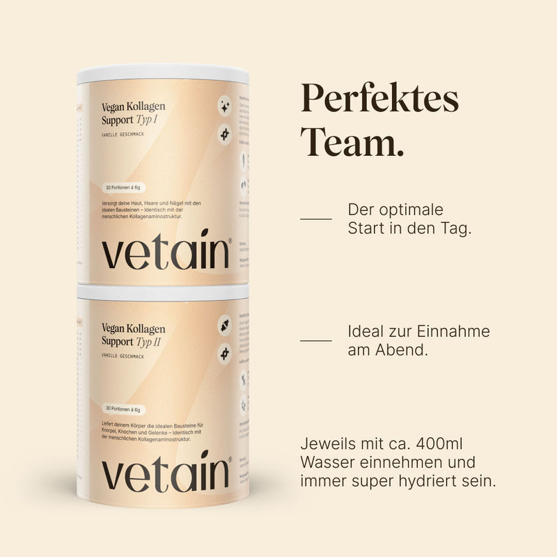 Vegan Kollagen Support Typ 1 und Typ 2: Einnahme Infos