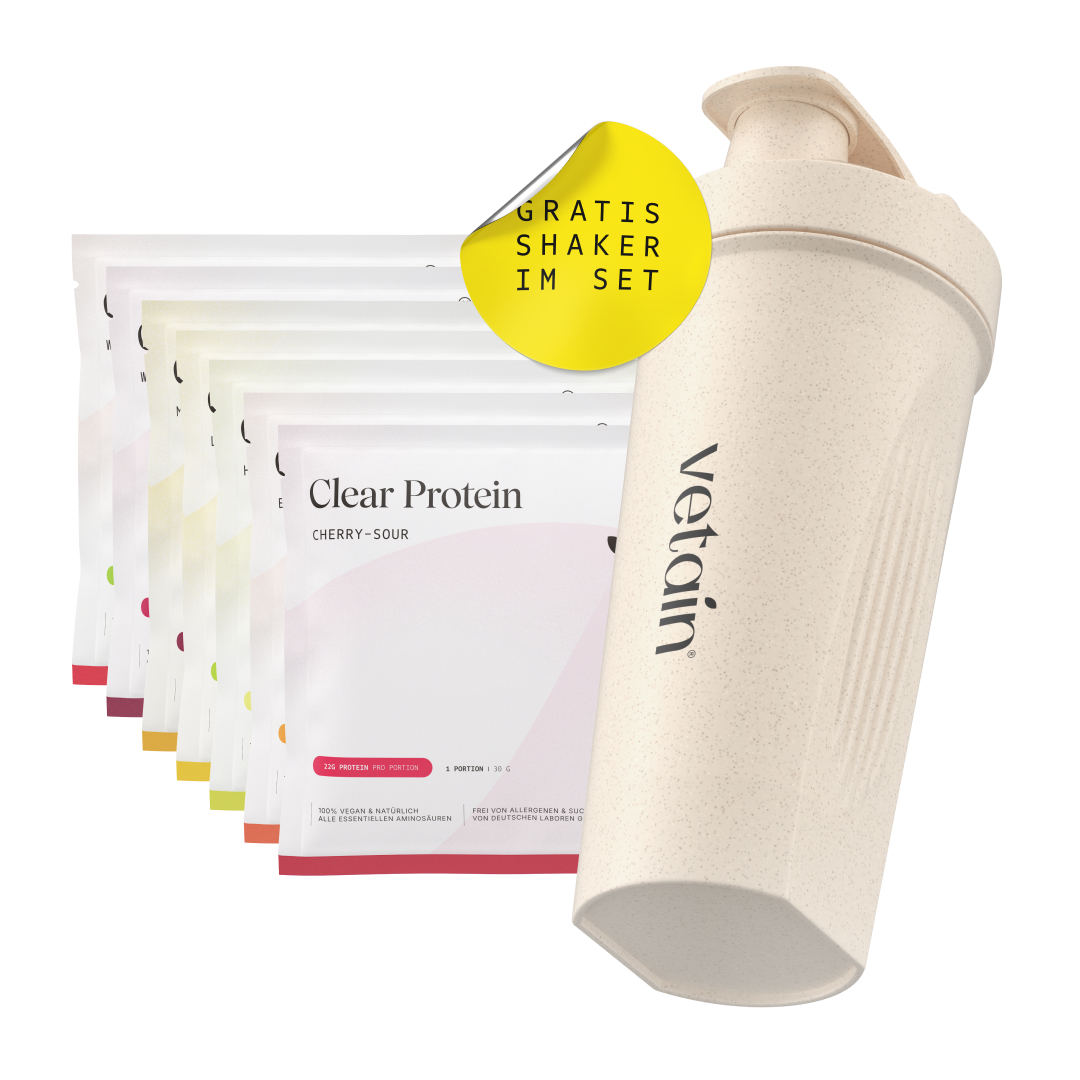 veganes Clear Protein Probierpaket mit Gratis Shaker
