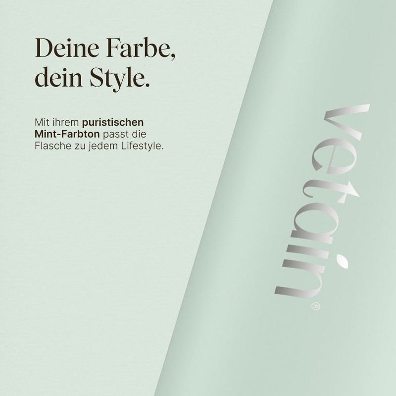 Vetains Edelstahl Trinkflasche mit puristischen Mint-Farbton