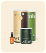 Vetain Produktauswahl von veganem Proteinpulver, über Kreatin zu Supplements wie Vitamin D3/K2