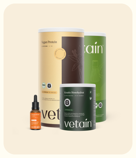 Vegan Protein Vanille, Kreatin Monohydrat, Proteinpulver Matcha und Vitamin D3/K2