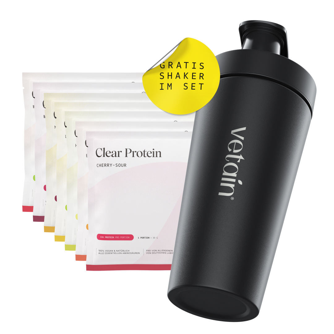 veganes Clear Protein Probierpaket mit Gratis Shaker